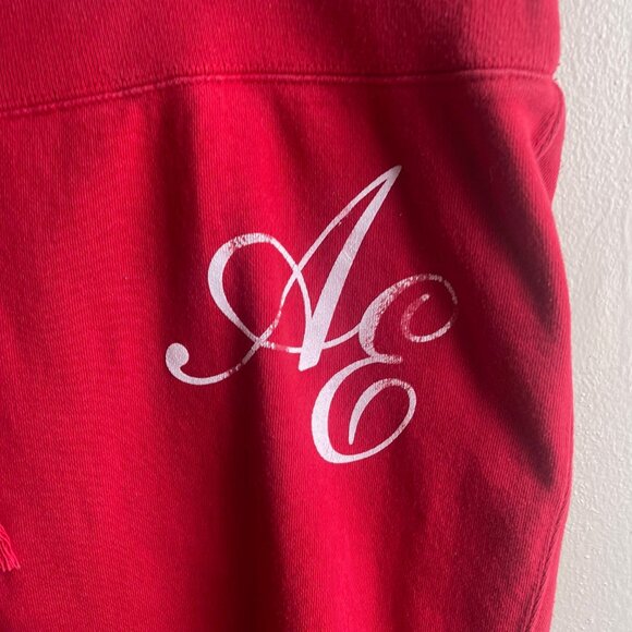 Y2K American Eagle Sweatpants Womens XL Red Wide Leg Low Rise Drawstring X - Picture 2 of 12